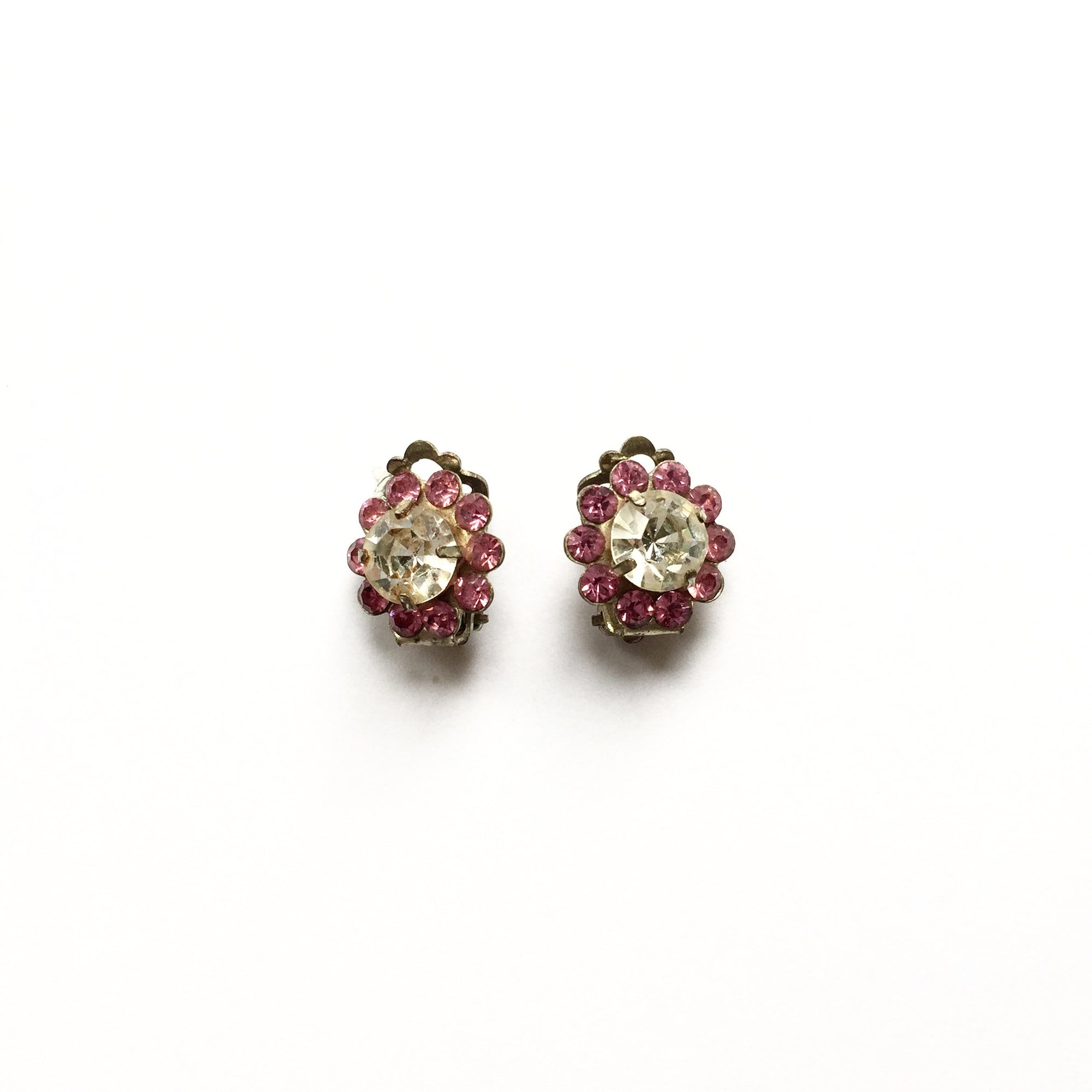  Vintage Pink Crystal Earrings, Vintage, Putti Fine Furnishings