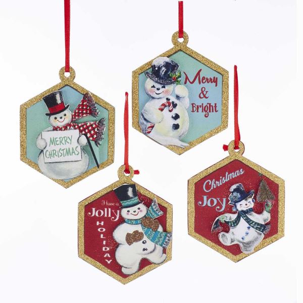 Kurt Adler Retro Snowman with Sayings Ornaments