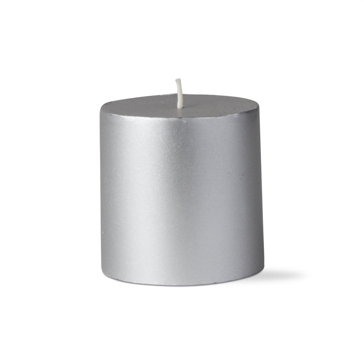 Metallic Pillar Candle 3 x 3 - Silver