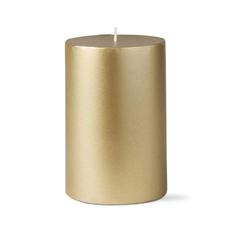 Metallic Pillar Candle 4 x 6 - Gold | Putti Fine Furnishings Canada
