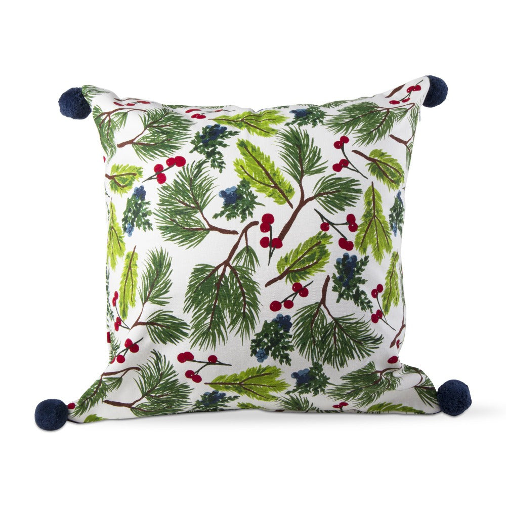 Juniper Sprig Pillows with Pom Poms | Putti Christmas Canada