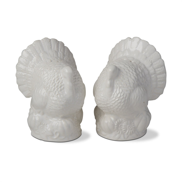 White Ceramic Turkey Salt and Pepper | Putti Thanksgiving Celebrations 