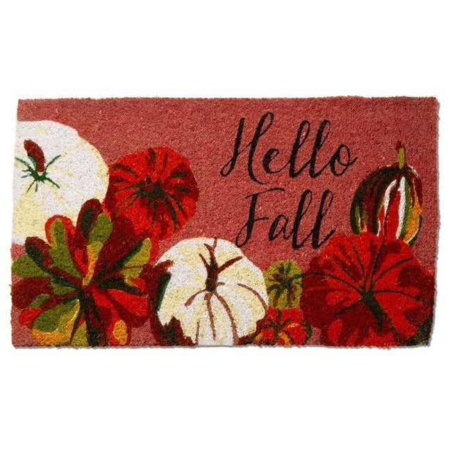 Tag Ltd "Hello Fall" Pumpkin Natural Coir Doormat | Putti Fine Furnishings 