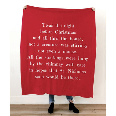 "Twas the Night" Red and White Christmas Throw | Putti Christmas Celebrations