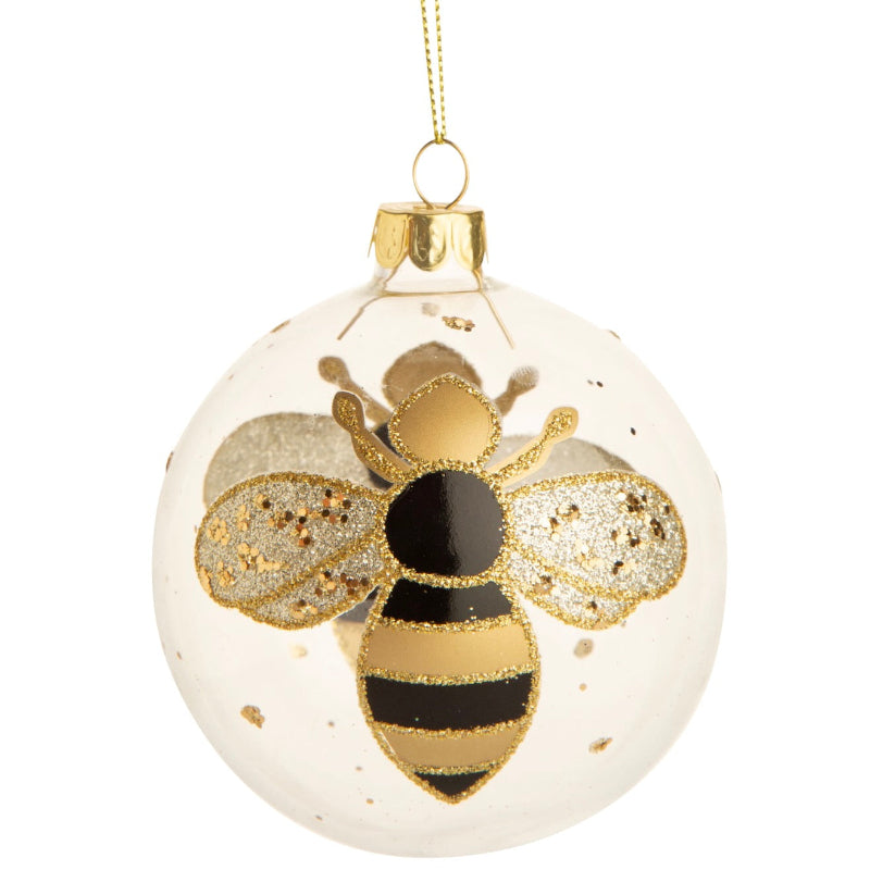 Bee Clear Glass Ball Ornament