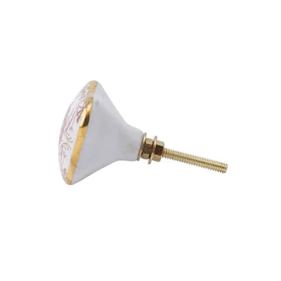 Pink Floral Ceramic Drawer Pull | Putti Fine Furnishings