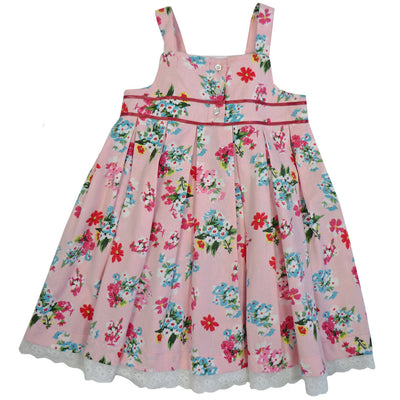 "Pink Floral" Dress with Lace Trim, PC-Powell Craft Uk, Putti Fine Furnishings