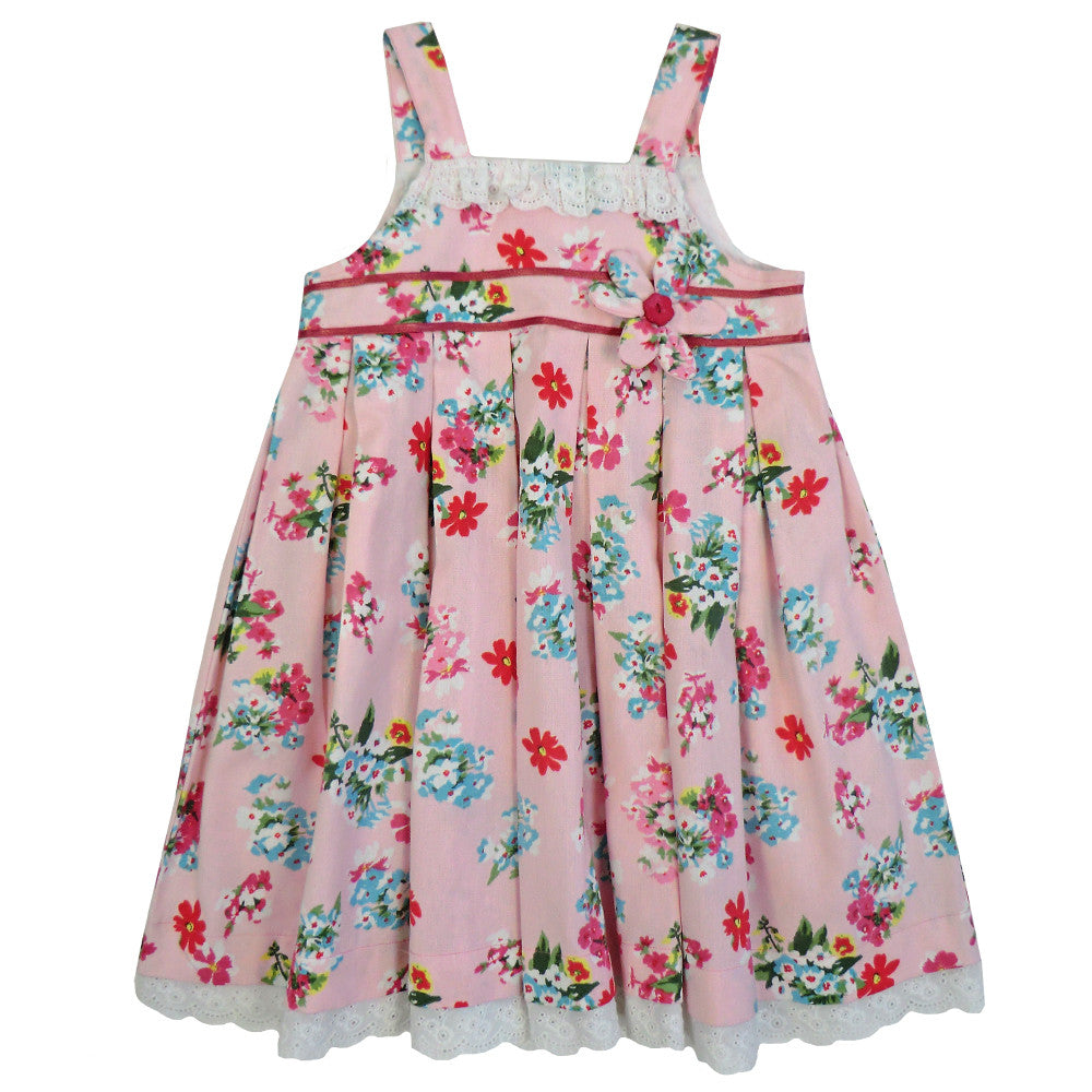  Powell Craft England "Pink Floral" Dress with Lace Trim | Le Petite Putti 