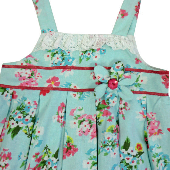  "Blue Floral" Dress with Lace Trim, PC-Powell Craft Uk, Putti Fine Furnishings