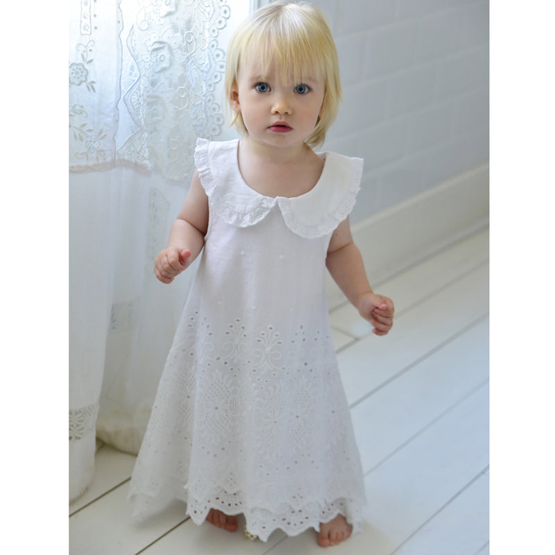 White Lace Embroidered Sleeveless Dress