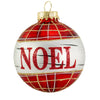 Kurt Adler Glass Black and Red Plaid Ball Ornaments With Sayings