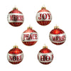 Kurt Adler Glass Black and Red Plaid Ball Ornaments With Sayings | Putti