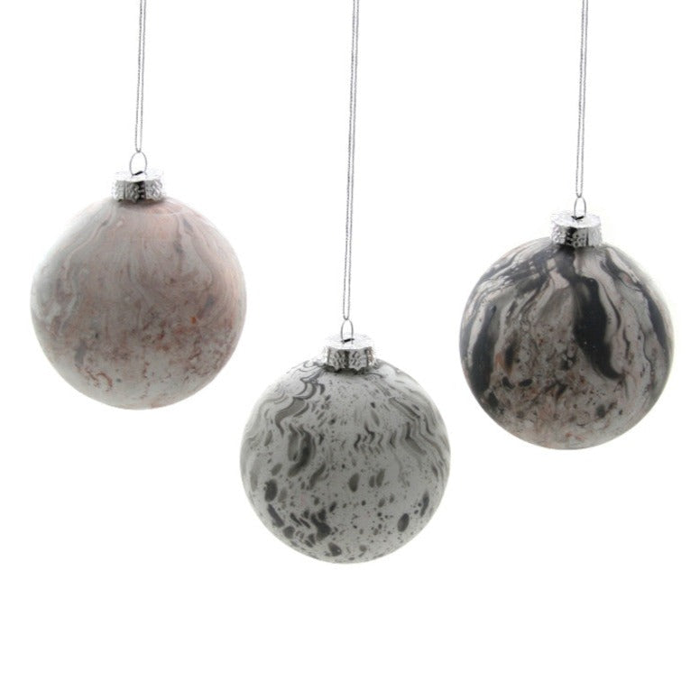 Cody Foster Grey Marbled Glass Ball Ornament | Putti Fine Furnishings Canada 