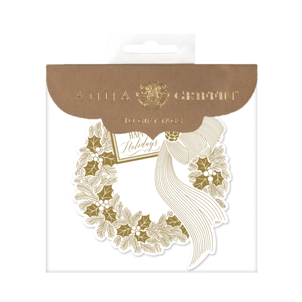Anna Griffin Gold Foil Wreath Christmas Gift Tags | Putti Holliday Stationery 