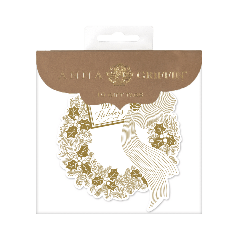 Anna Griffin Gold Foil Wreath Christmas Gift Tags | Putti Holliday Stationery 