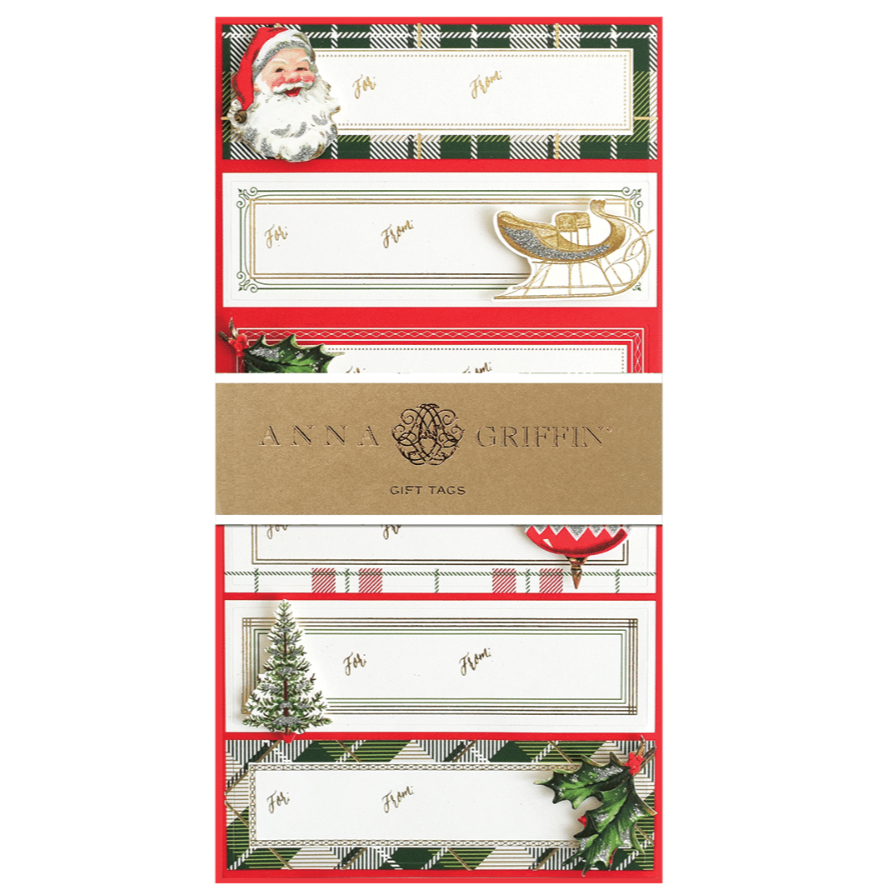 Anna Griffin Red and Green Plaid 3D Label Sheets | Putti Christmas