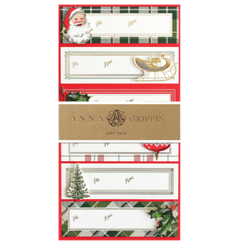 Anna Griffin Red and Green Plaid 3D Label Sheets | Putti Christmas