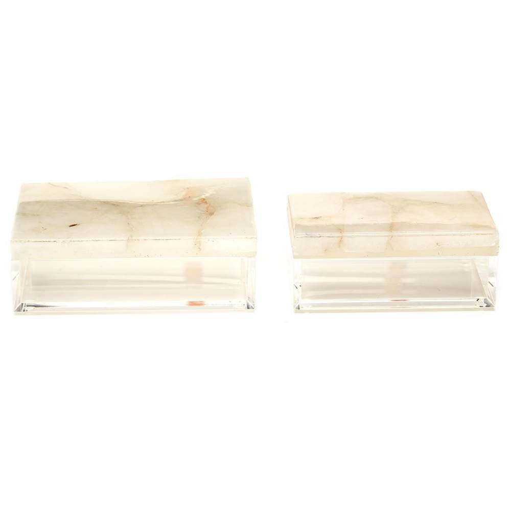 Tozai Home White Quartz Boxes | Putti Fine Furnishings Canada