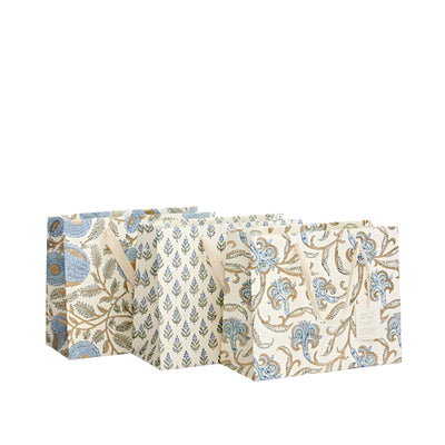 Hand Block Printed Gift Bags  Blue Stone - Medium | Putti Fine Furnishings