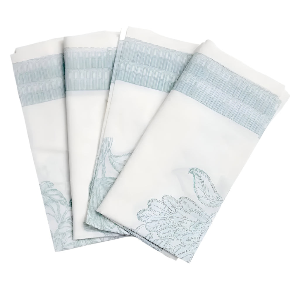 Hand Block Printed Tree of Life Mineral Green napkin | Putti Fine Furnishings
