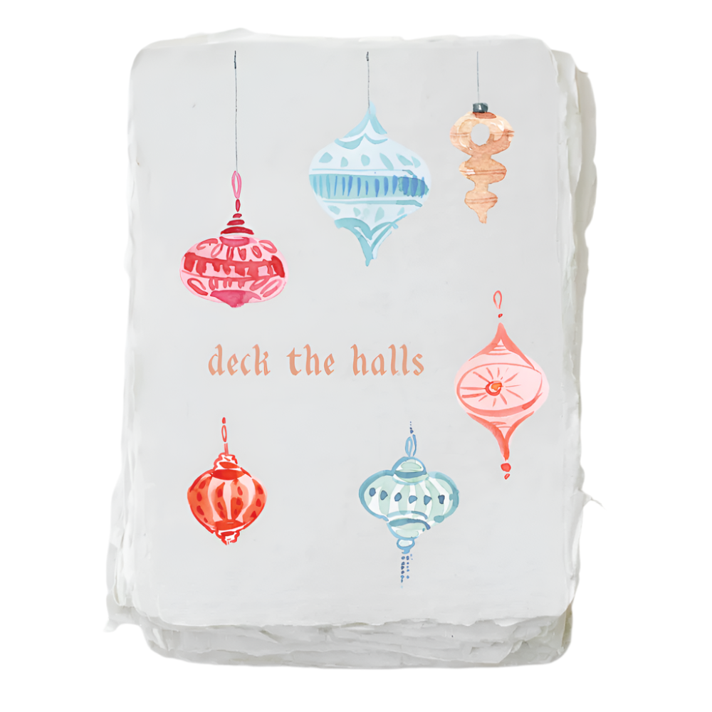 Handmade Paper "Deck the halls" Ornaments Christmas Card Box Set