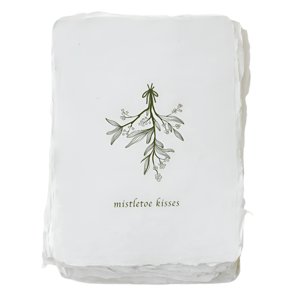 Handmade Paper "Mistletoe Kisses" Christmas Holiday Card Box Set | Putti 