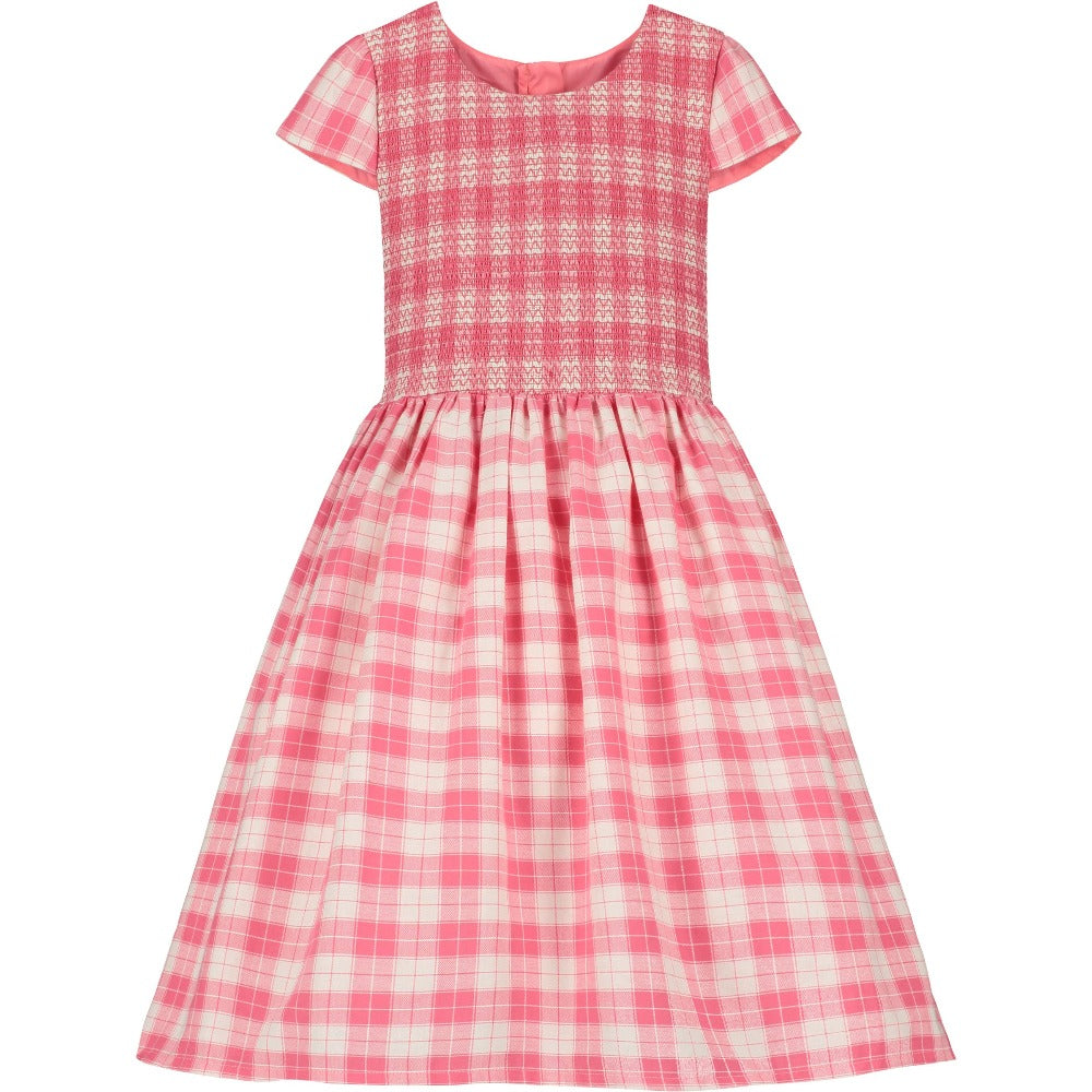 strapless open back dress Holly Hastie Bonnie Pink Plaid Girls Party Dress | Le Petite Putti Canada