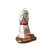 White Dog with Red Collar Glass Ornament | Putti Christmas