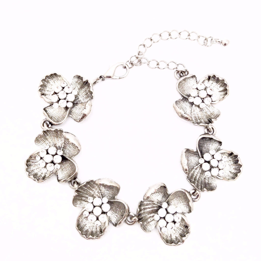  Vintage Crystal Flower Bracelet, Vintage, Putti Fine Furnishings