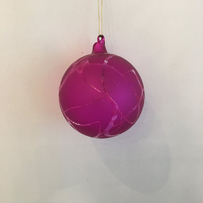 Jim Marvin "Winter Twig" Glass Ball Ornament - Magenta, JM-Jim Marvin, Putti Fine Furnishings