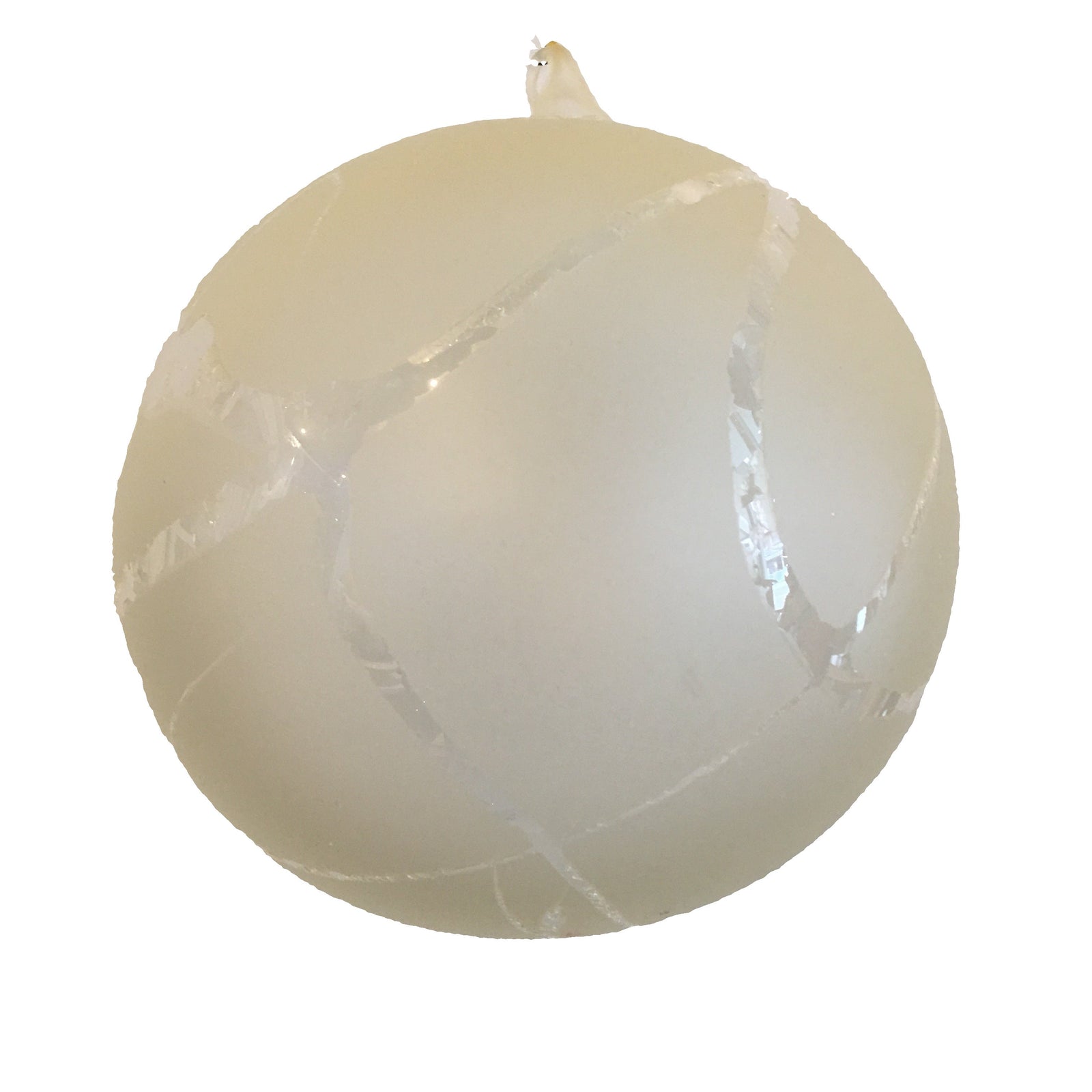  Jim Marvin "Winter Twig" Glass Ball Ornament - Cream, JM-Jim Marvin, Putti Fine Furnishings