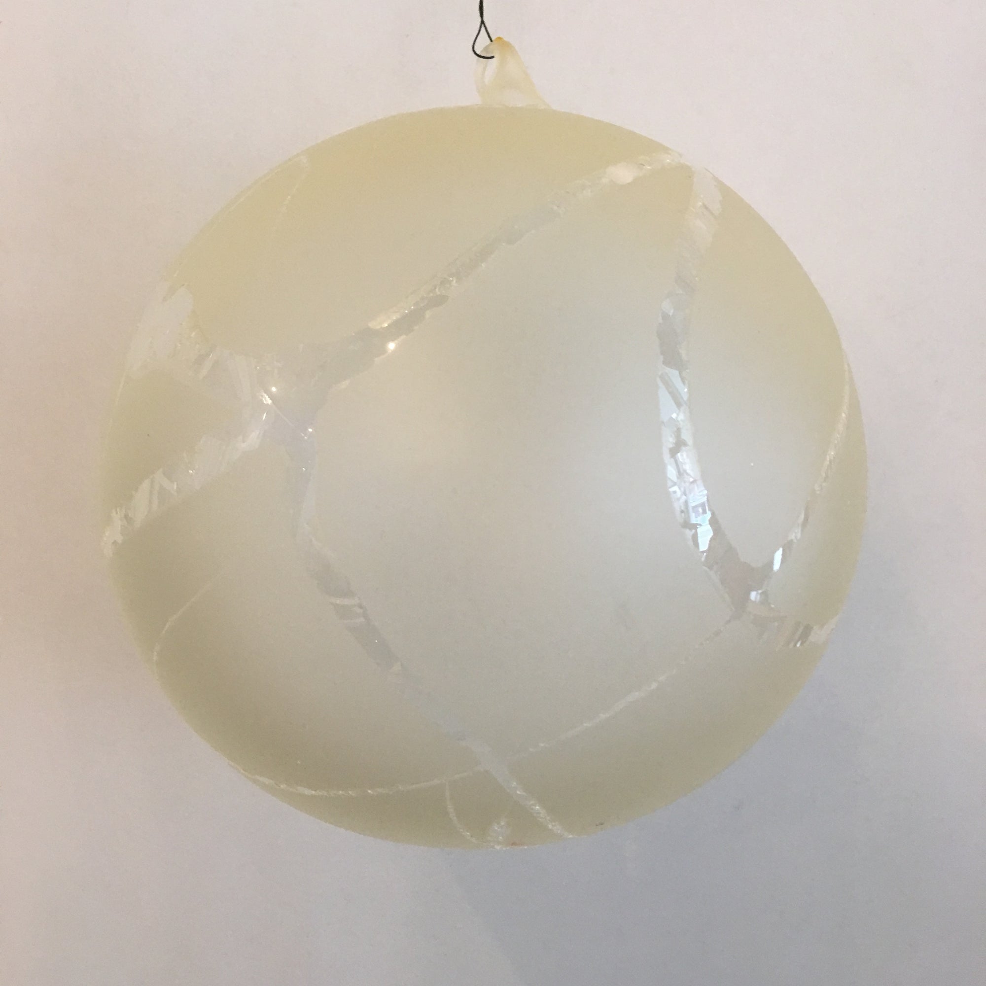  Jim Marvin "Winter Twig" Glass Ball Ornament - Cream, JM-Jim Marvin, Putti Fine Furnishings