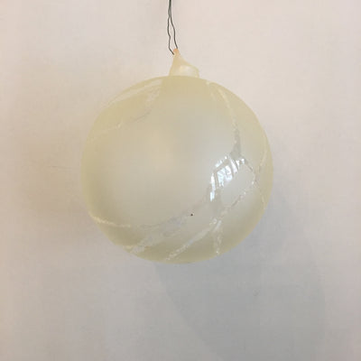 Jim Marvin "Winter Twig" Glass Ball Ornament - Cream, JM-Jim Marvin, Putti Fine Furnishings