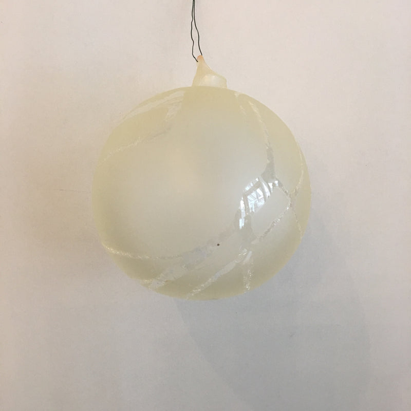  Jim Marvin "Winter Twig" Glass Ball Ornament - Cream, JM-Jim Marvin, Putti Fine Furnishings