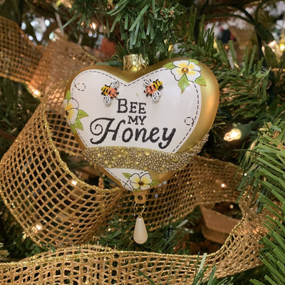 Kurt Adler "Bee My Honey" Glass Heart Ornament