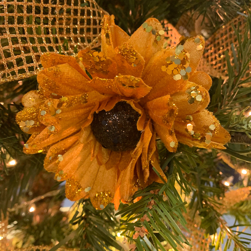 Kurt Adler Gold Sunflower with Glitter | Putti Christmas 