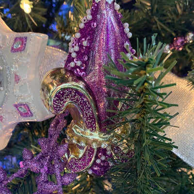 Kurt Adler Royal Splendor Light Purple Fleur de Lis Glass Ornament