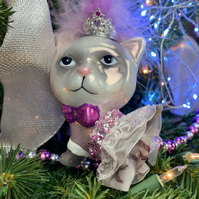 Kurt Adler Royal Splendor Cat with Lace Tutu Glass Ornament
