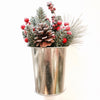 Red Berries and Greenery in Tin Pot