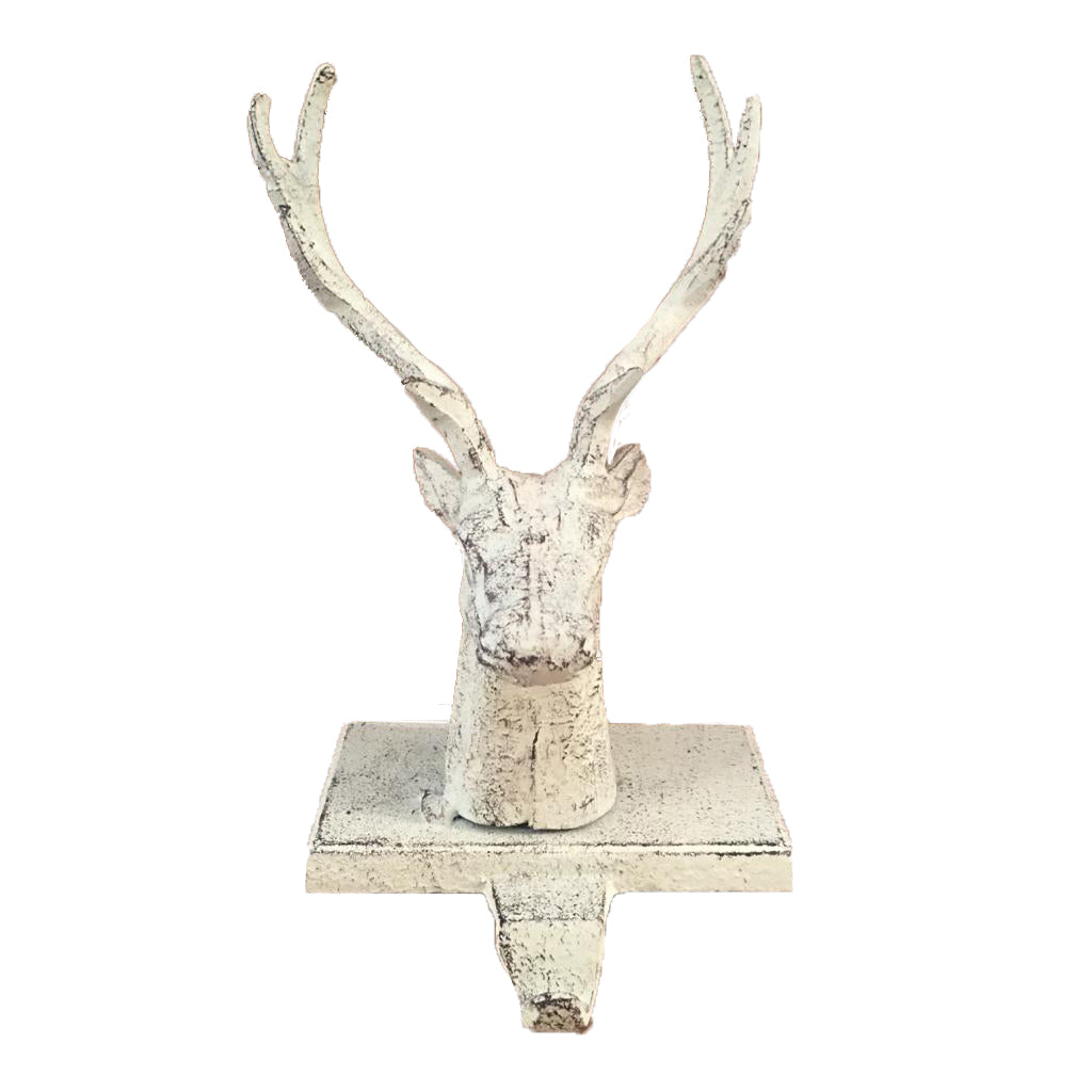 Reindeer SStocking Holder - White. - Putti Christmas Celebrations Canada