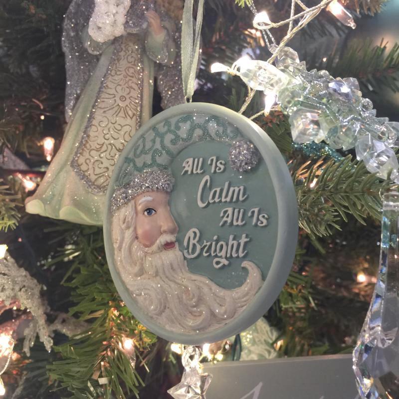 Kurt Adler Sage Green Crescent Santa with Sayings Ornaments | Putti
