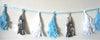 Decorative Tassel Garland - Pastel Blue & Silver Foil, S&S-Siu & Sons, Putti Fine Furnishings