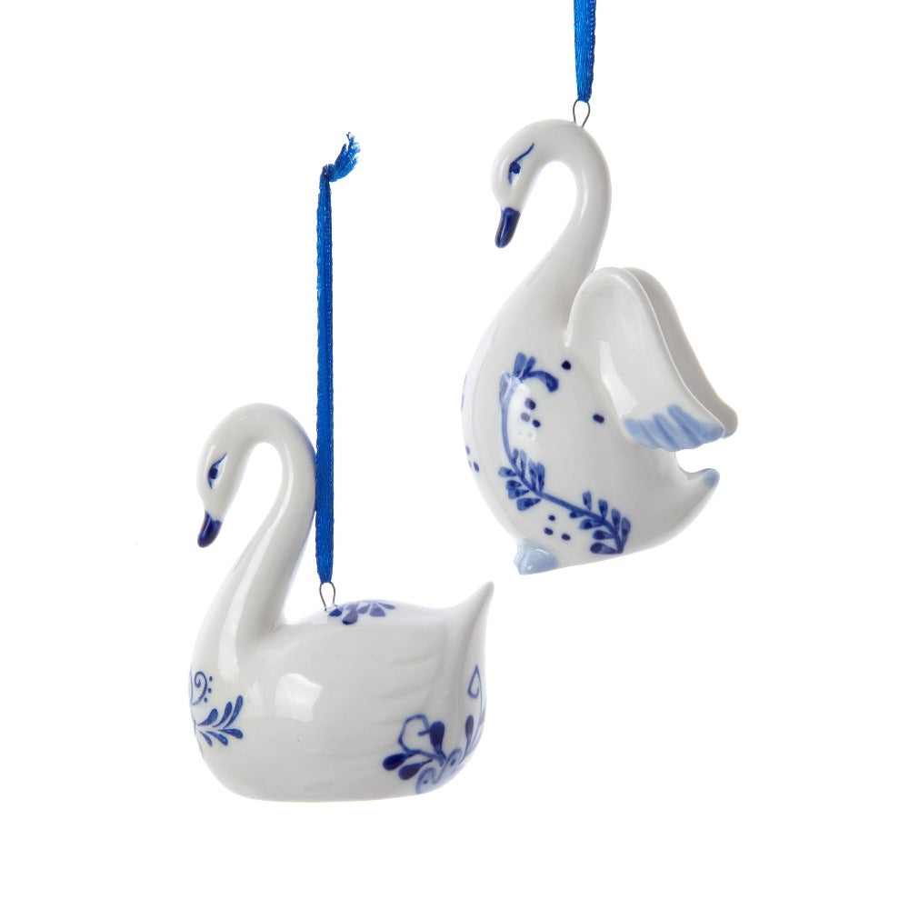 Delft Blue Porcelain Swan Ornament