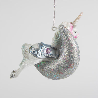 Unicorn Over the Moon Glass Ornament | Putti Christmas Decorations Canada