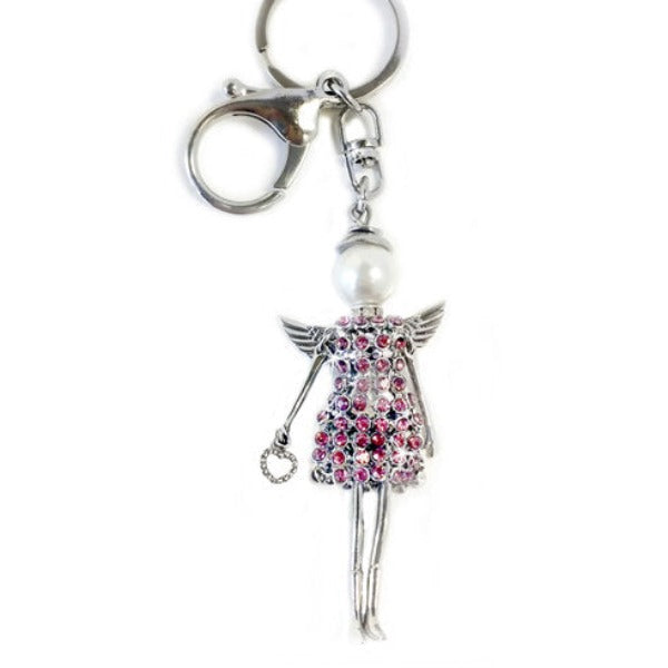 Jacqueline Kent "Keychain Angel with Wings - Silver Pink