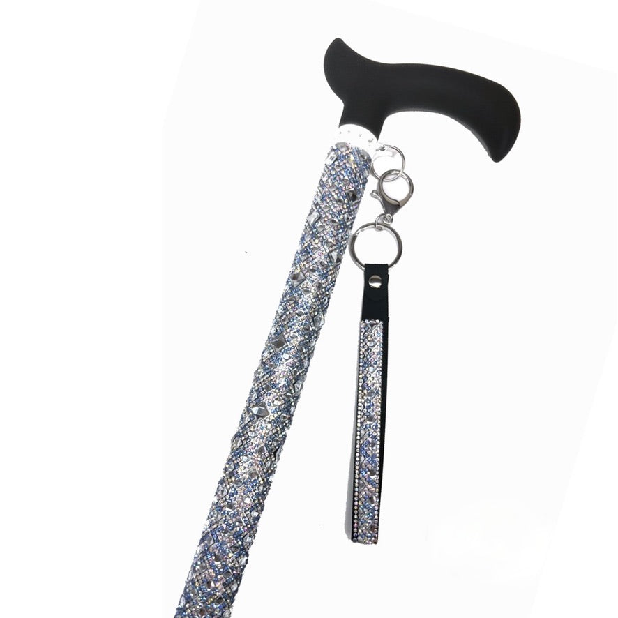 Jacqueline Kent "Sugar Cane" Azure Crystal Adjustable Medical Cane | Putti 