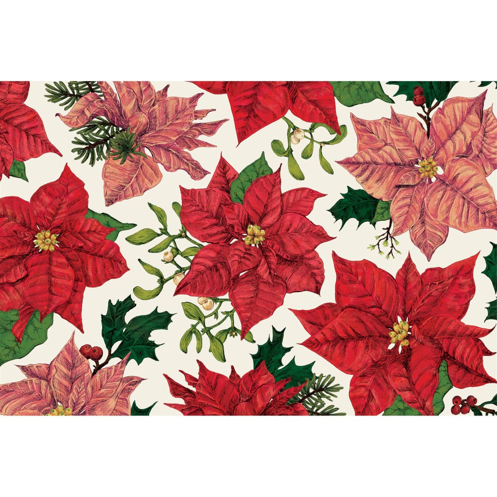 Hester & Cook Festive Poinsettia Paper Placemats