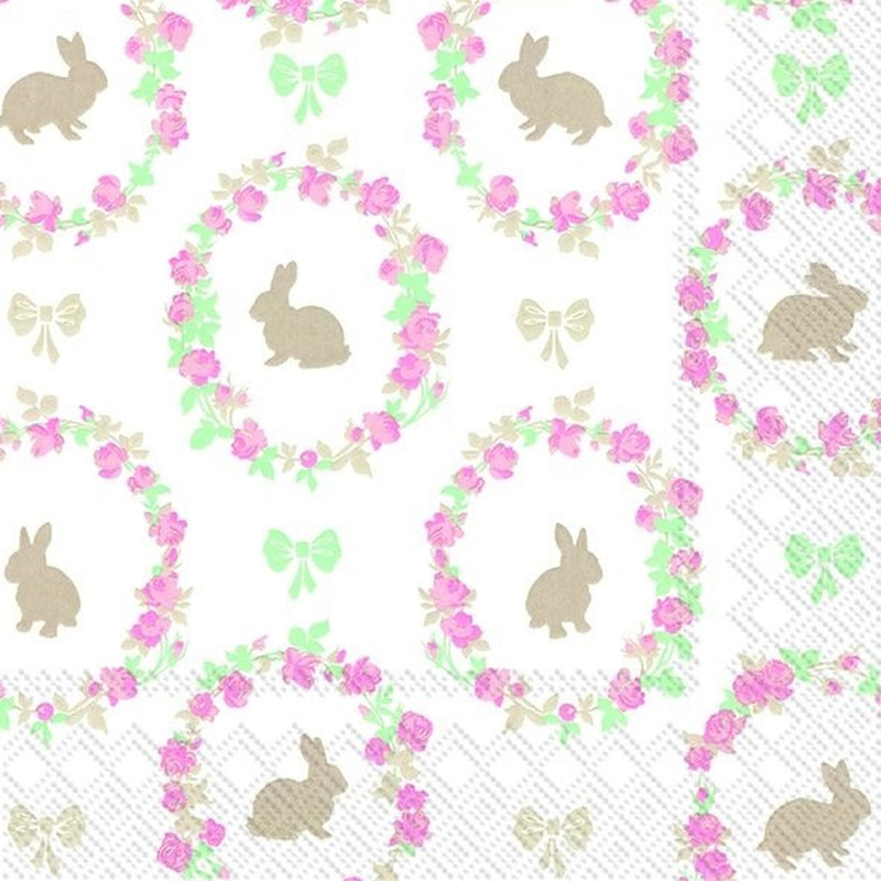 Lovely Little Roses Bunny Paper Napkin | Putti Easter Celebrations 