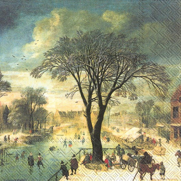 Winter Skaters Paper Napkin - Lunch | Putti Christmas Celebrations 