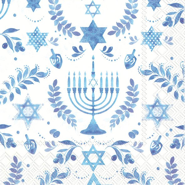 IHR Blue Hanukkah Paper Napkin - Lunch | Putti Hanukkah Celebrations 